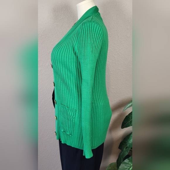 ETOILE V-Neckline Kelly Green Stretch Cardigan Sweater Women's Size XL - Picture 5 of 10